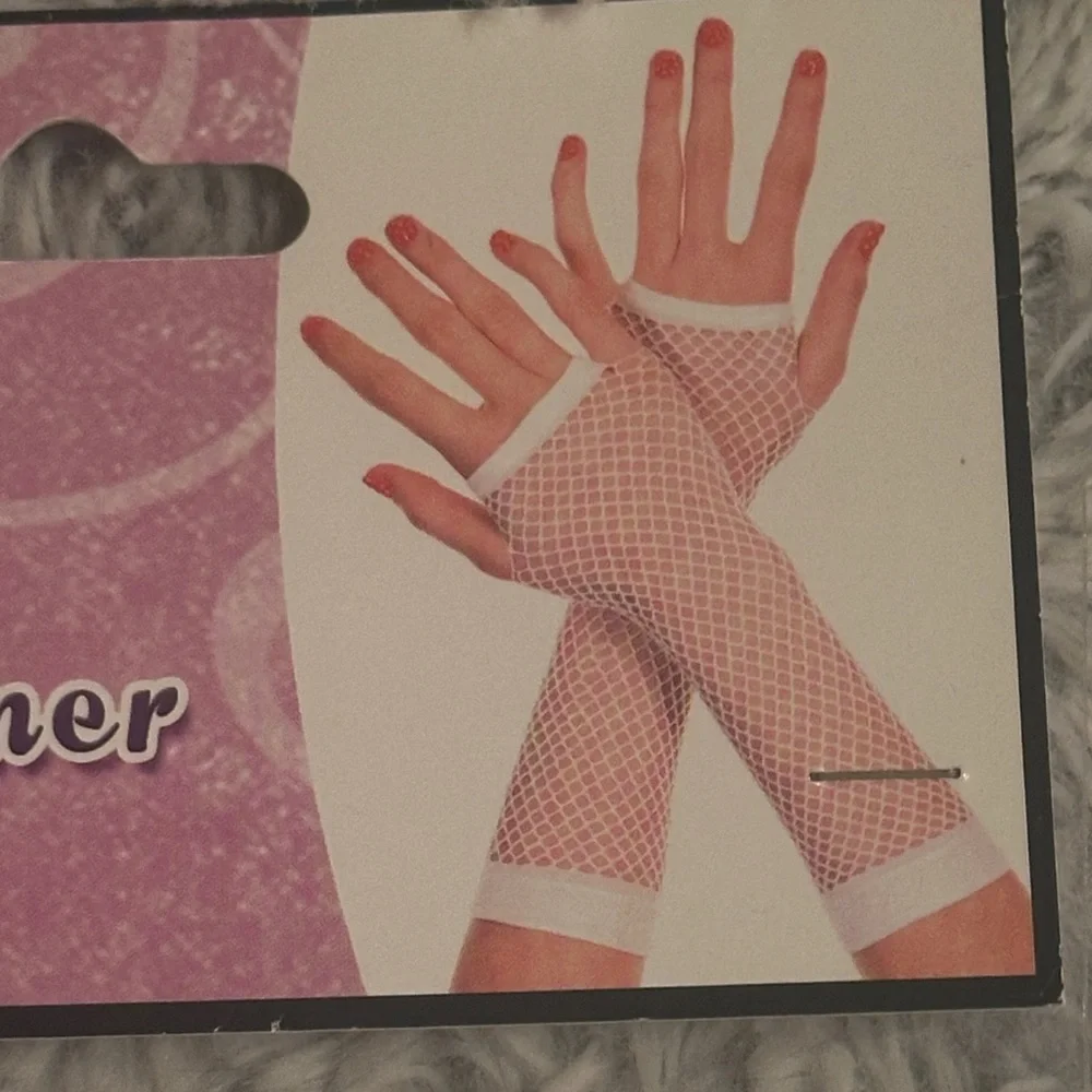 Miffy White Fishnet Arm Warmers Spirit Halloween Costume Gloves
